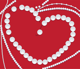 Canvas Print - Vector illustration of pearls necklace and beads