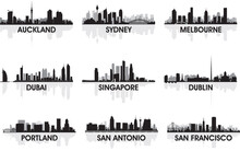 Auckland, Sydney, Melbourne, Dubai, Singapore, Dublin, Portland, San Antonio, San Francisco