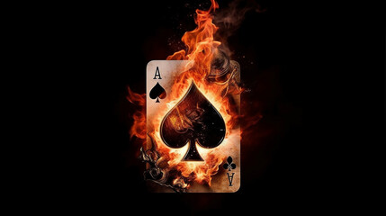 A fire with a ace of spades on it.generative ai