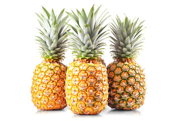 Sticker - Ai generative. Fresh ripe pineapple fruits on white