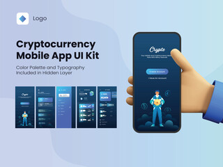 Wall Mural - cryptocurrency mobile app ui kit including like as create profile, dashboard, transaction and my car