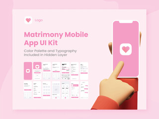 Wall Mural - matrimony app ui kit for responsive mobile app or website with different screens as login, details, 
