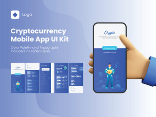 Wall Mural - cryptocurrency mobile app ui kit including like as login, sign up, dashboard, exchange, transaction 