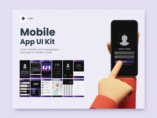 Wall Mural - wireframe ui, ux and gui layout with different application screens for mobile apps or responsive web