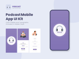 Wall Mural - set of ui, ux, gui screens podcast or music app template including sign in, create account and sign 