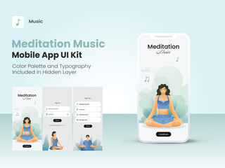 Wall Mural - set of ui, ux, gui screens meditation music app including sign in, sign up, create account for respo