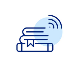 Wall Mural - electronic library icon. stack of books with wi-fi symbol. pixel perfect, editable stroke minimal ic