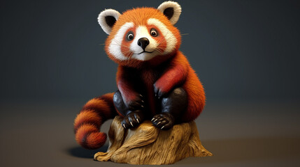 Wall Mural - 3d cute red panda generated ai