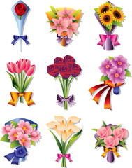 Sticker - flower bouquet icons