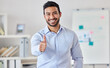 © Julia van der Westhuysen/peopleimages.com - Portrait, smile and business man with thumbs up for success, support or agreement. Face, like hand gesture and Asian person with emoji for excellence, review or yes, welcome and thank you for vote.