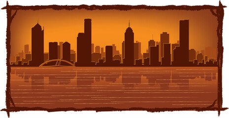 Wall Mural - Melbourne Australia skyline with reflection in water