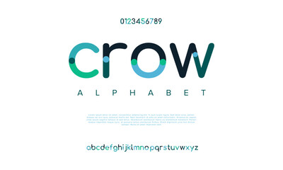 Wall Mural - Crow abstract digital technology logo font alphabet. Minimal modern urban fonts for logo, brand etc. Typography typeface uppercase lowercase and number. vector illustration