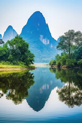 Wall Mural - The natural landscape of the mountains and water in Guilin, China