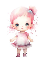 Baby Doll Watercolor Clipart Cute Isolated On White Background