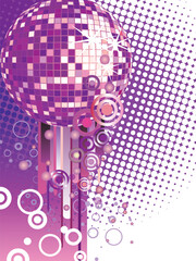 Poster - vector illustration of a colorful mirror ball on an abstract background