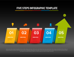 Sticker - Vector progress with four steps and big arrow template on dark background