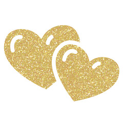 Wall Mural - Golden  Glitter two lovers heart on transparent background.Heart icon. Design for decorating,background, wallpaper, illustration