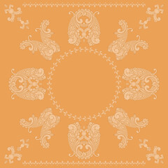 Sticker - vector paisley square pattern in orange