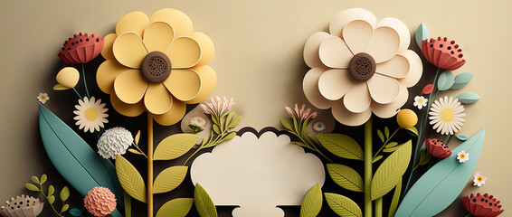 Wall Mural - flowers, leaves, gold branches, Botanic illustration isolated on beautiful 3d gradient background. Cute colorful flowers, Cute colorful flowers