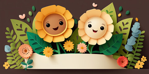Wall Mural - Beautiful sun flowers in yellow watering can on white background with copy space, 3D Illustration of cute sun flowers