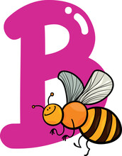 Cartoon Illustration Of B Letter For Bee
