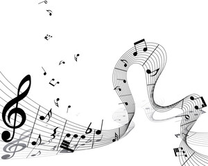 Sticker - Vector musical notes staff background for design use