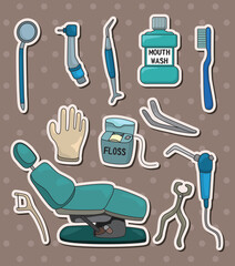 Poster - cartoon dentist tool stickers