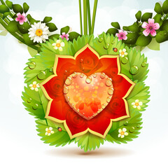 Sticker - Heart with flowers