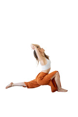 Wall Mural - Woman training yoga concentration pose asana, harmony of spirit and balance of body, healthy lifestyle