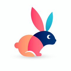 Aufkleber - Color overlap logo with an adorable and lovely design inspired by intersecting arches and vibrant colors for modern businesses, unique and simple identity, easter-themed branding.Vector logo template.