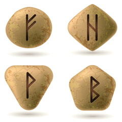 Sticker - Runes Engraved on Stone. Set number One on white