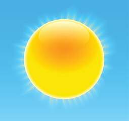Wall Mural - glossy sun with nice rays on blue sky. vector illustration