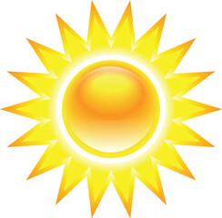 Wall Mural - shining glossy sun isolated on white background. vector illustration