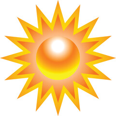 Wall Mural - burning sun with sharp rays isolated on white. vector illustration
