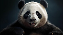 A Playful Happy Panda In China Panda Raised Hands. Generative AI