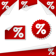 Poster - Vector illustration of percentage labels used in retail