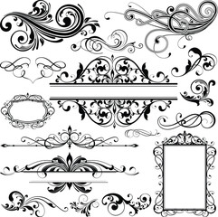 Wall Mural - illustration drawing of floral design elements