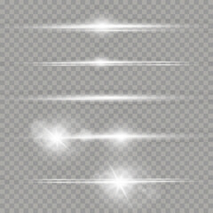 Wall Mural - laser beams, horizontal light rays. white glowing light explodes on a transparent background. beauti