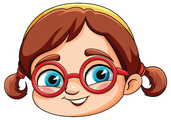 Canvas Print - Cute girl cartoon head wearing glasses