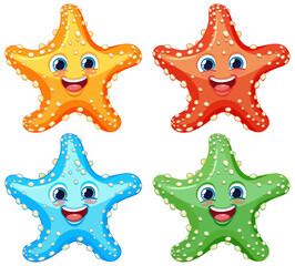Wall Mural - Cute starfish cartoon character