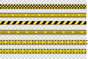 black and yellow striped line. police tape. records with caution and signs of danger. warning tapes 