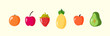 Fresh and some naughty set of emojis of fruits and vegetables: apple, peach, strawberry, cherries, banana, melon, eggplant, bell pepper and cucumber.