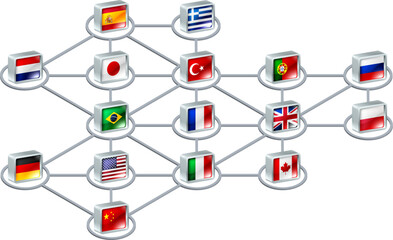 Wall Mural - World network concept of connections between different countries or of an international team
