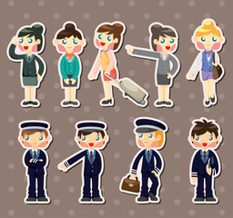 Poster - cartoon flight attendant/pilot stickers