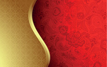 Illustration Of Ornate Gold And Red Floral Background.