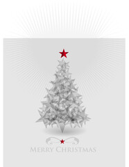 Canvas Print - Illustration o fabstract vector christmas tree with glowing red stars