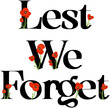 Lest we forget: remembrance day text with poppy flowers
