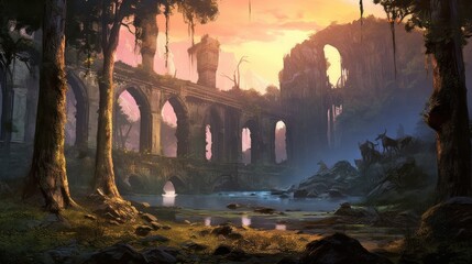 Wall Mural - Game Art Old Mystic Ruins 