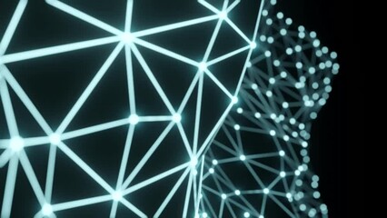 3d rendering of abstract dark neon geometric background. Loop animation.
