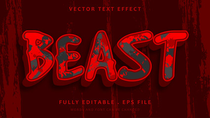 3d Red Grunge Horror Word Beast Editable Text Effect Design